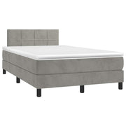 Krevet box spring s madracem LED svjetlosivi 120x190 cm tkanina