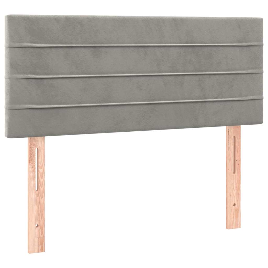 Krevet box spring s madracem LED svjetlosivi 120x190 cm tkanina