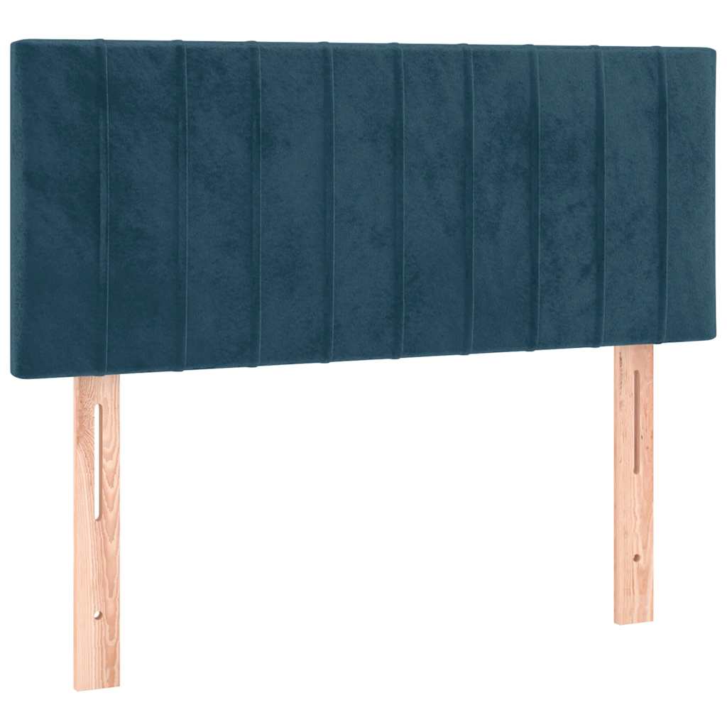 Krevet s oprugama i madracem LED tamnoplavi 120 x 190 cm baršun