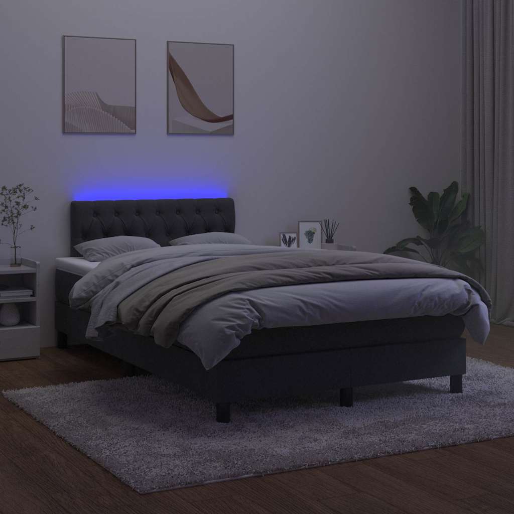 Krevet box spring s madracem LED crni 120 x 190 cm baršunasti