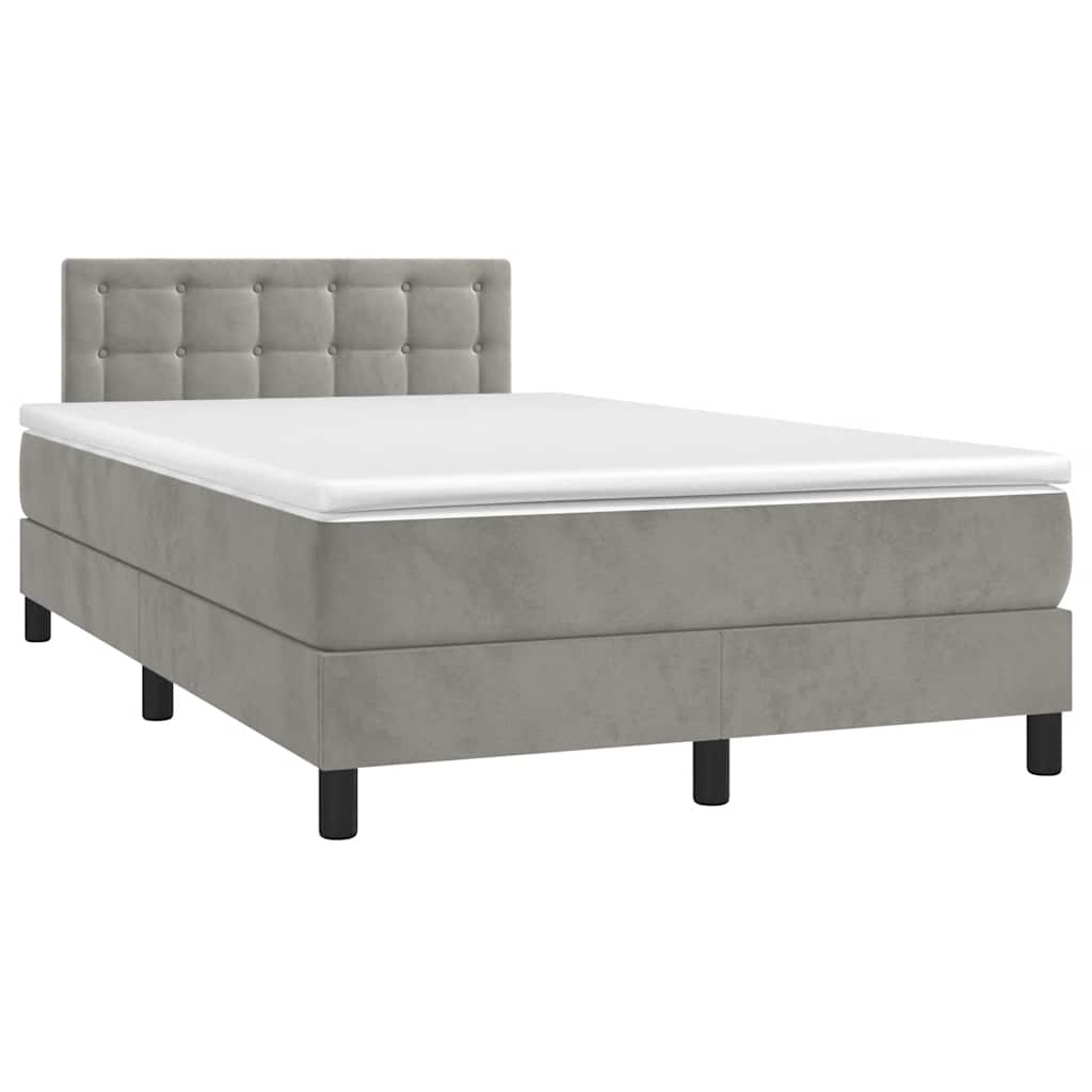 Krevet box spring s madracem LED svjetlosivi 120x190 cm tkanina