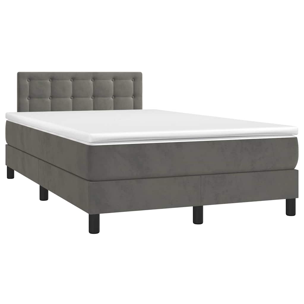 Krevet box spring s madracem LED tamnosivi 120 x 190 cm baršun