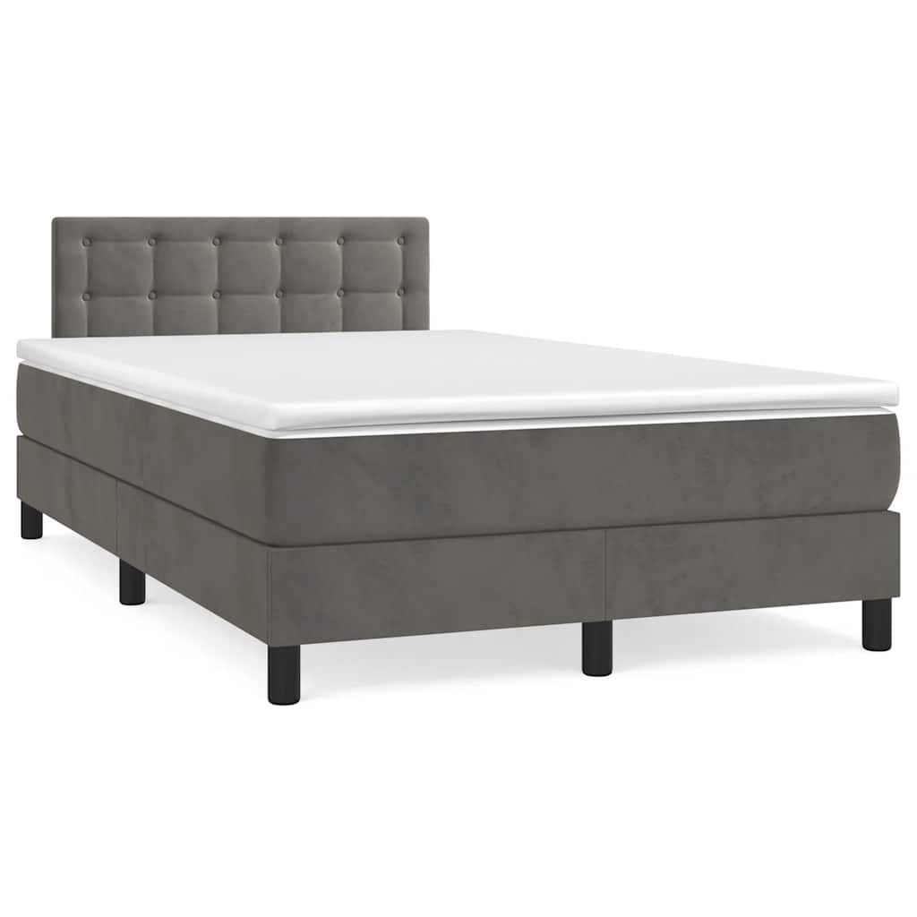 Krevet box spring s madracem LED tamnosivi 120 x 190 cm baršun
