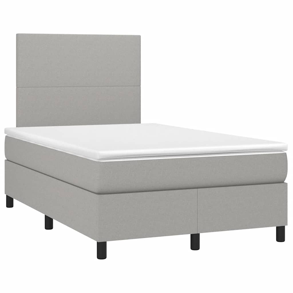 Krevet s oprugama i madracem LED svjetlosivi 120x190 cm tkanina