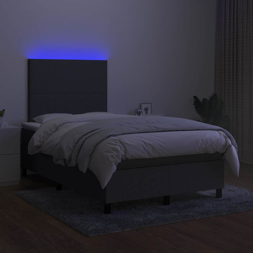 Krevet box spring s madracem LED tamnosivi 120 x 190 cm tkanina