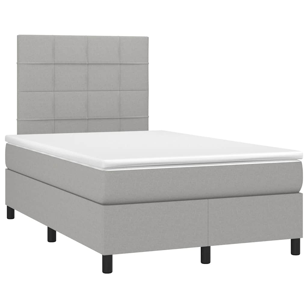 Krevet s oprugama i madracem LED svjetlosivi 120x190 cm tkanina