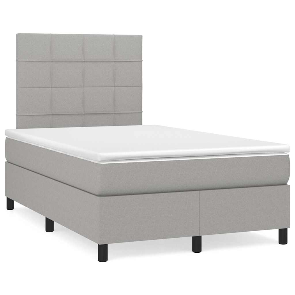Krevet s oprugama i madracem LED svjetlosivi 120x190 cm tkanina