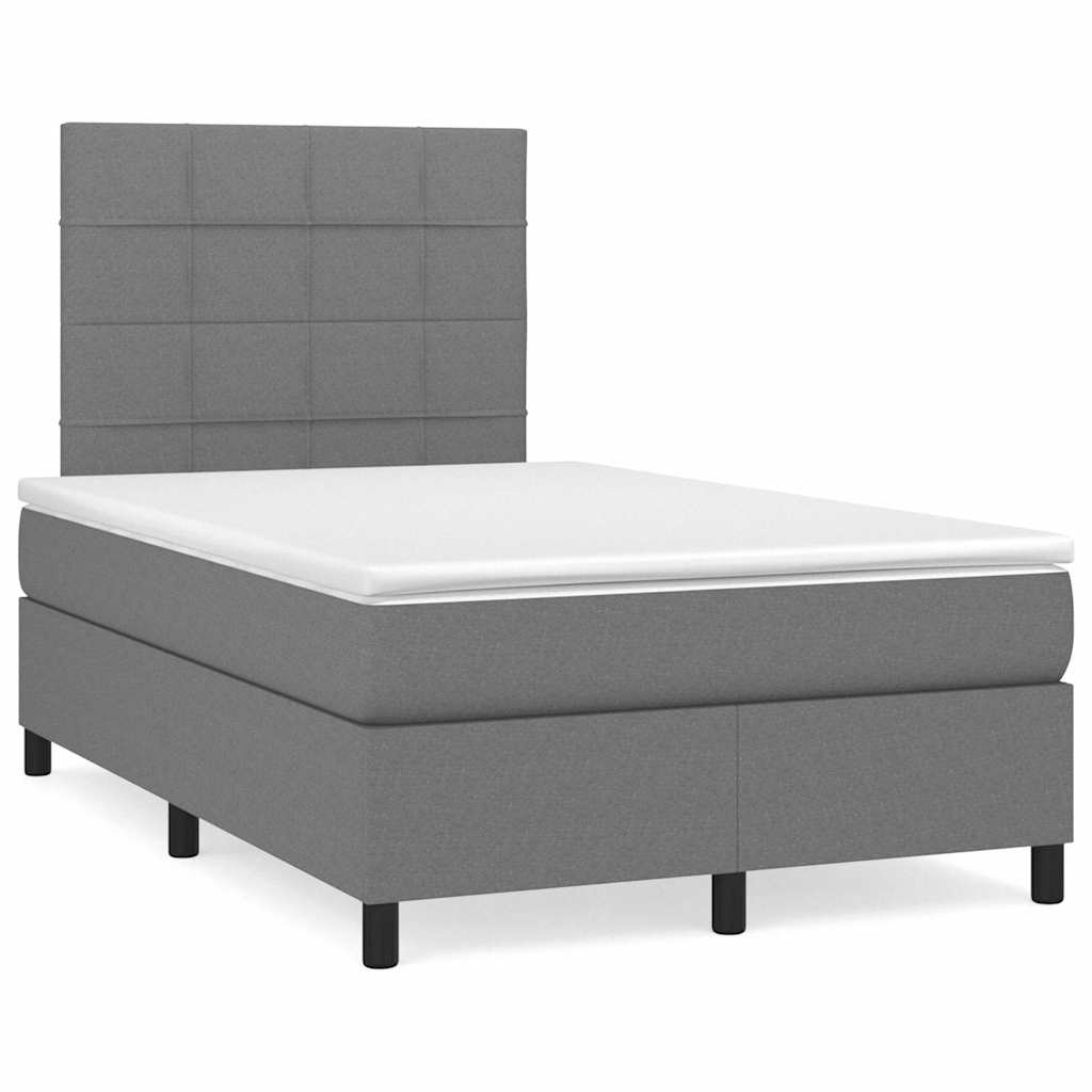 Krevet box spring s madracem LED tamnosivi 120 x 190 cm tkanina