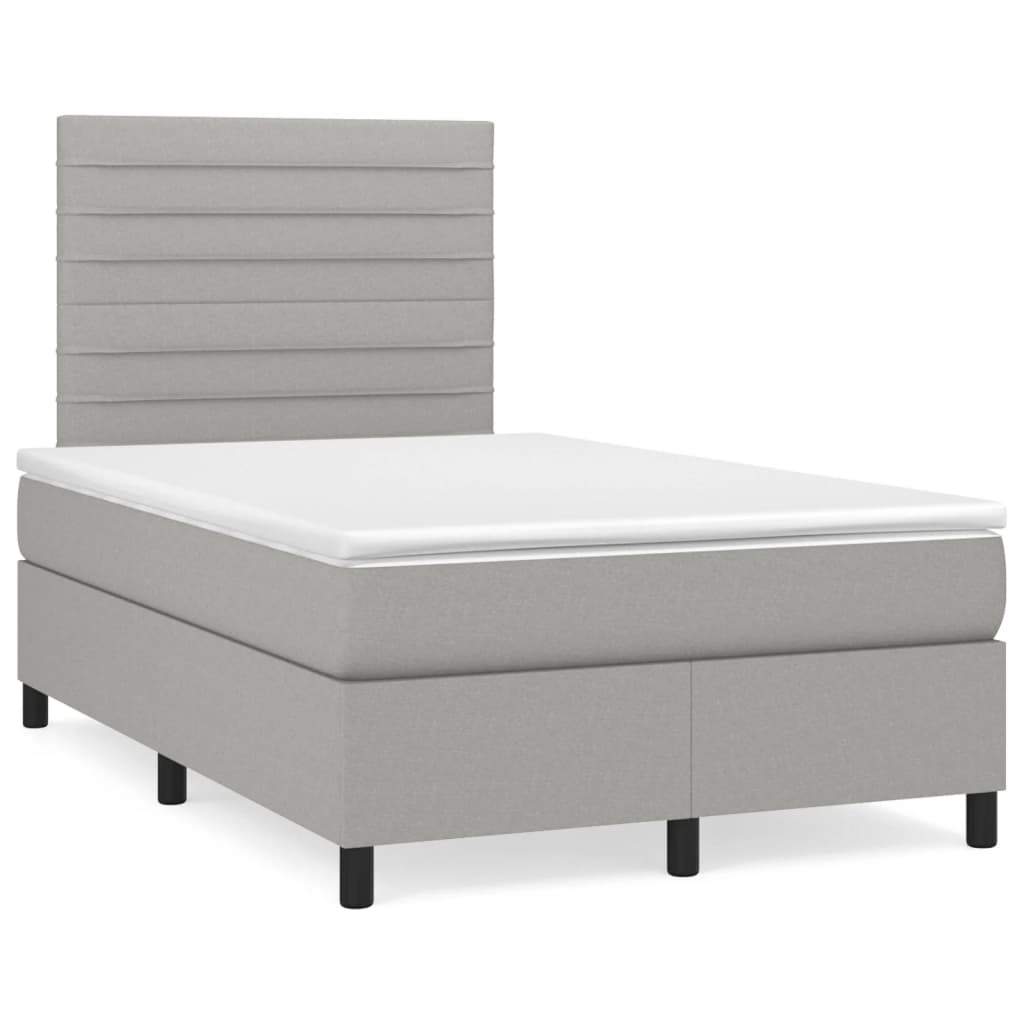 Krevet s oprugama i madracem LED svjetlosivi 120x190 cm tkanina