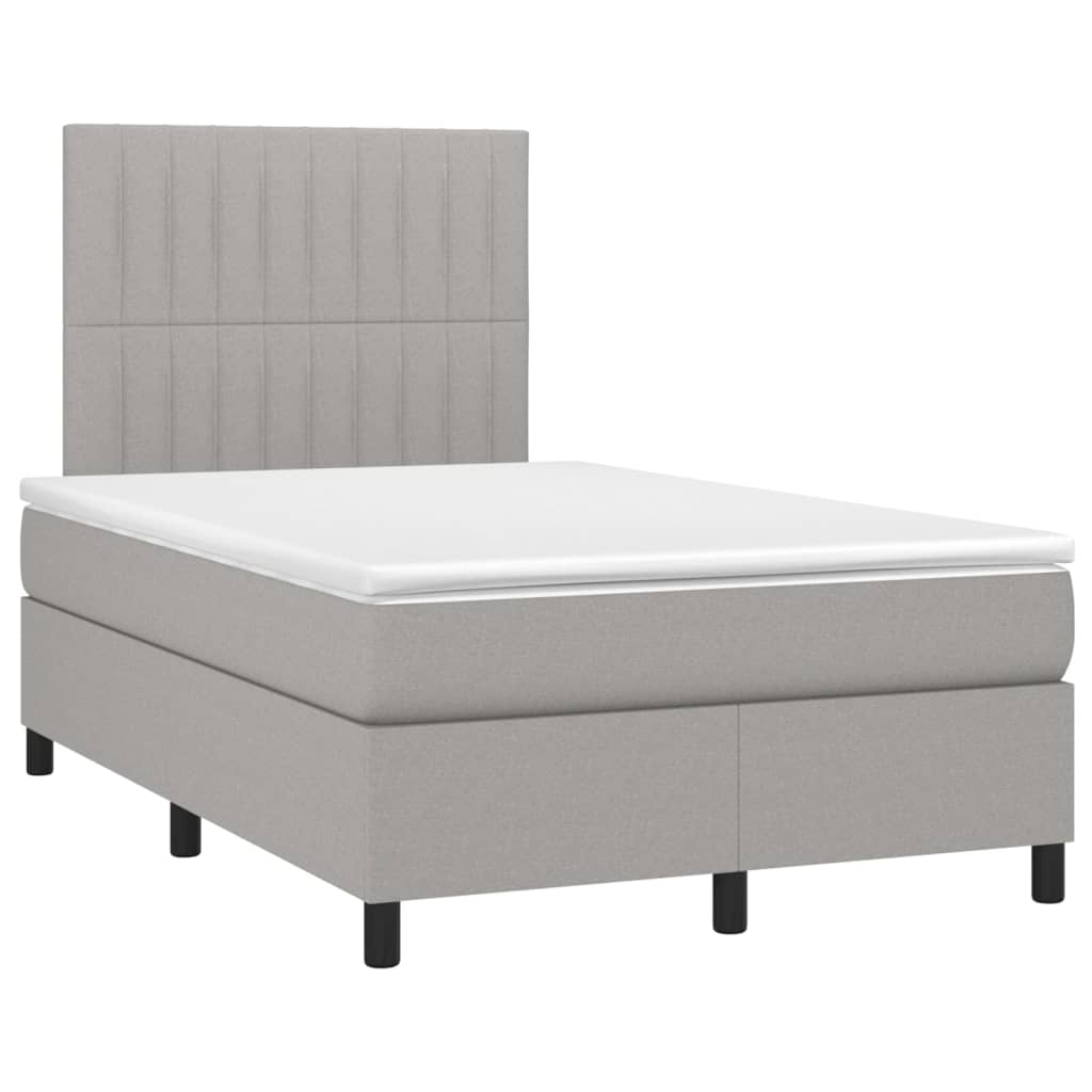 Krevet s oprugama i madracem LED svjetlosivi 120x190 cm tkanina
