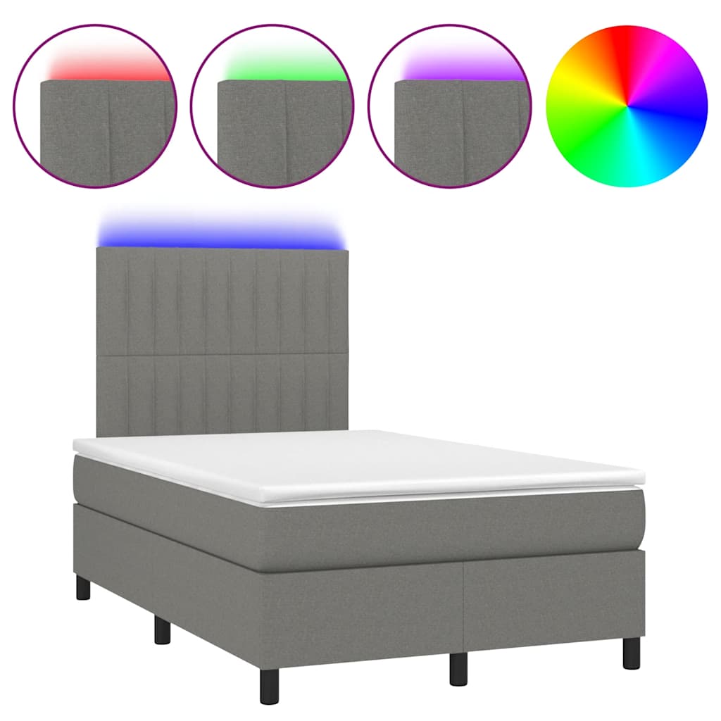 Krevet box spring s madracem LED tamnosivi 120 x 190 cm tkanina