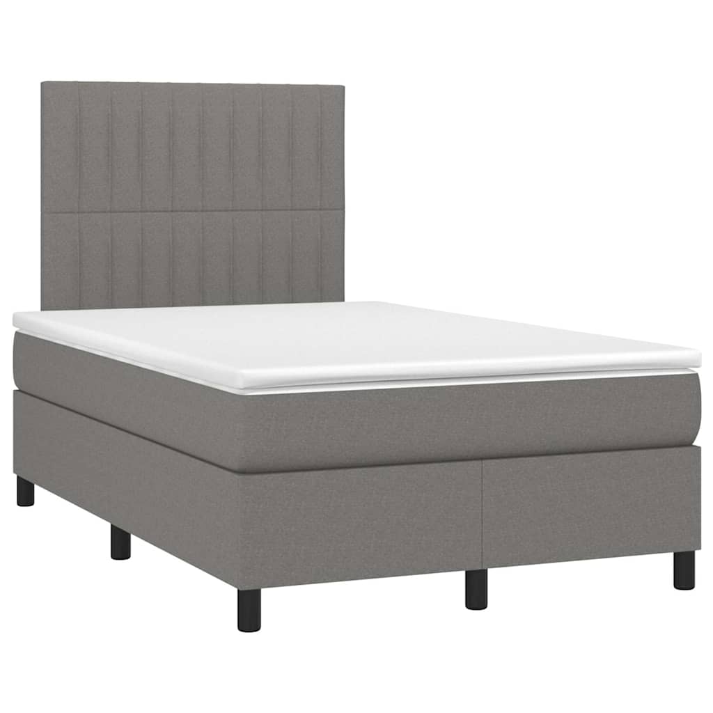 Krevet box spring s madracem LED tamnosivi 120 x 190 cm tkanina