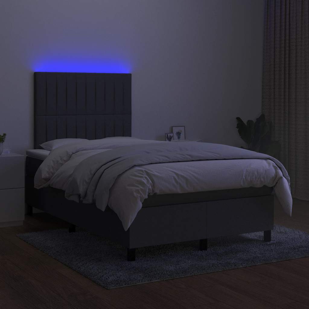 Krevet box spring s madracem LED tamnosivi 120 x 190 cm tkanina