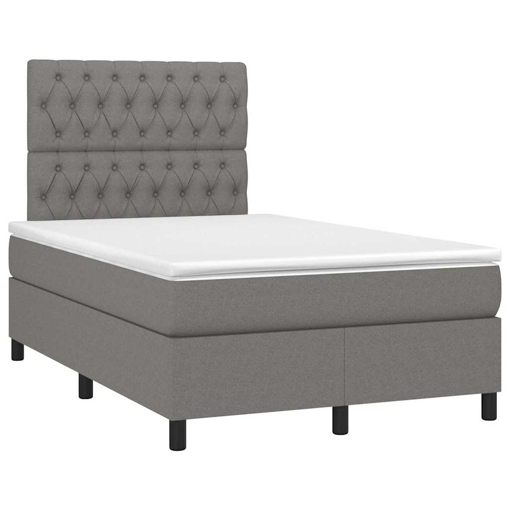 Krevet box spring s madracem LED tamnosivi 120 x 190 cm tkanina