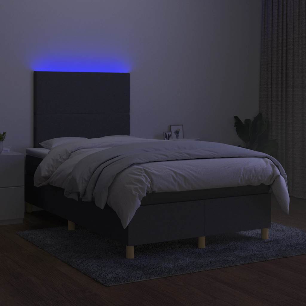 Krevet box spring s madracem LED tamnosivi 120 x 190 cm tkanina