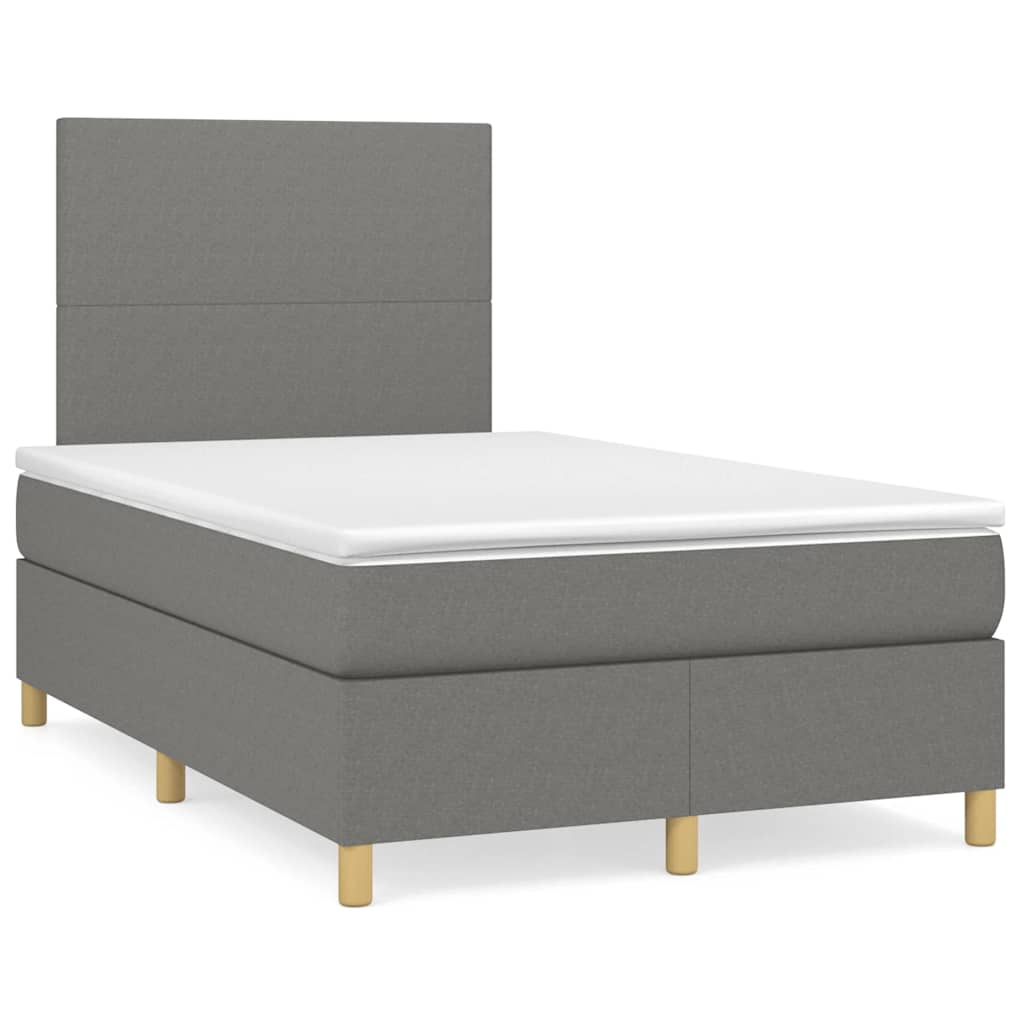 Krevet box spring s madracem LED tamnosivi 120 x 190 cm tkanina