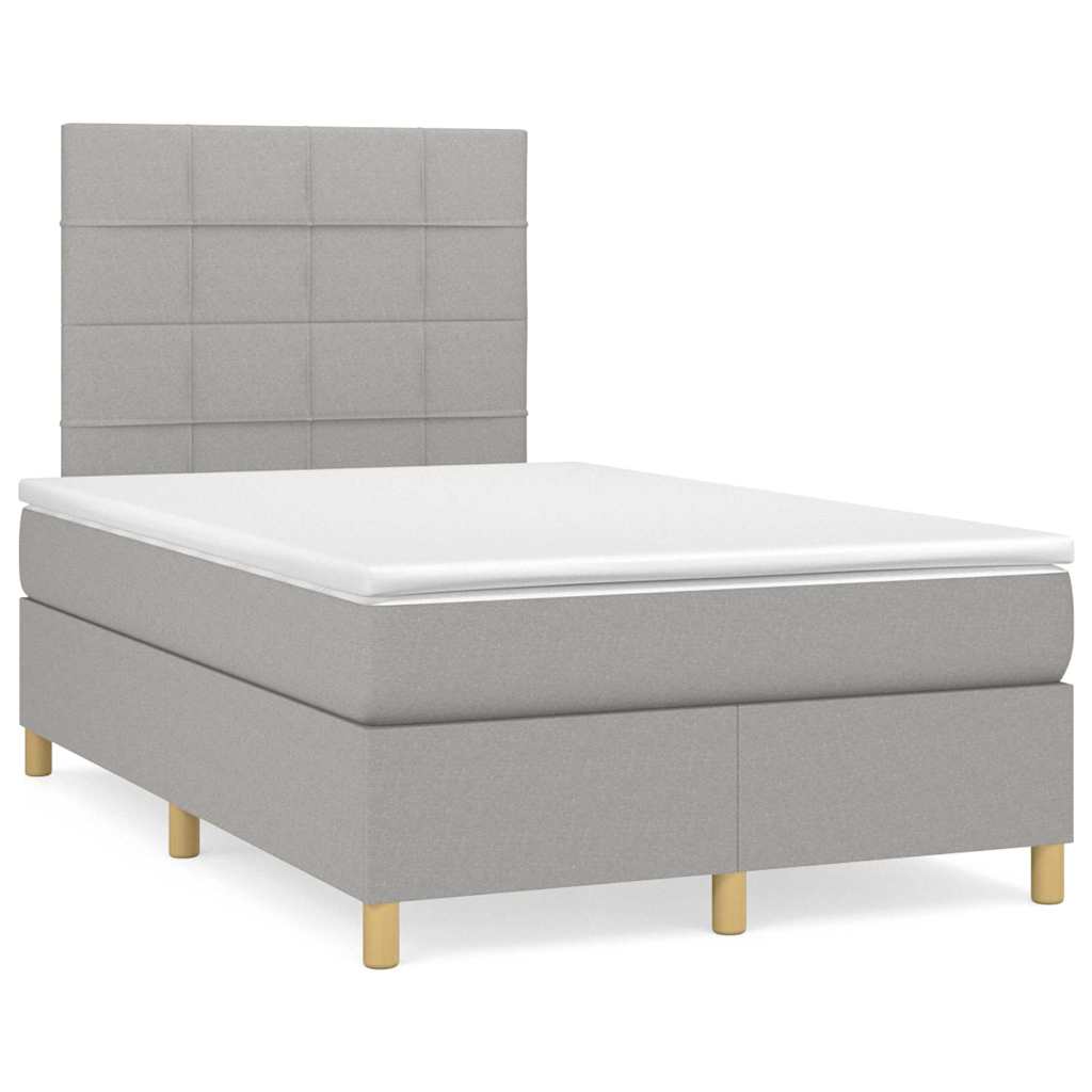 Krevet s oprugama i madracem LED svjetlosivi 120x190 cm tkanina