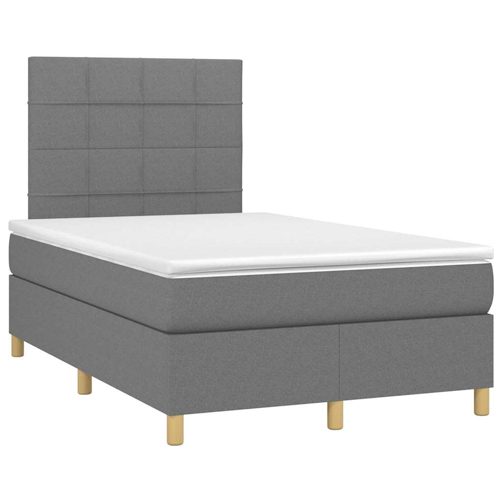 Krevet box spring s madracem LED tamnosivi 120 x 190 cm tkanina