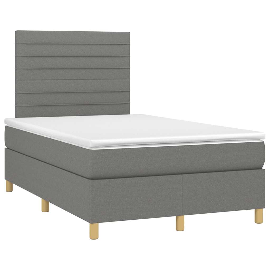Krevet box spring s madracem LED tamnosivi 120 x 190 cm tkanina