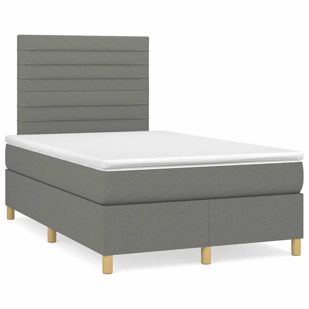 Krevet box spring s madracem LED tamnosivi 120 x 190 cm tkanina