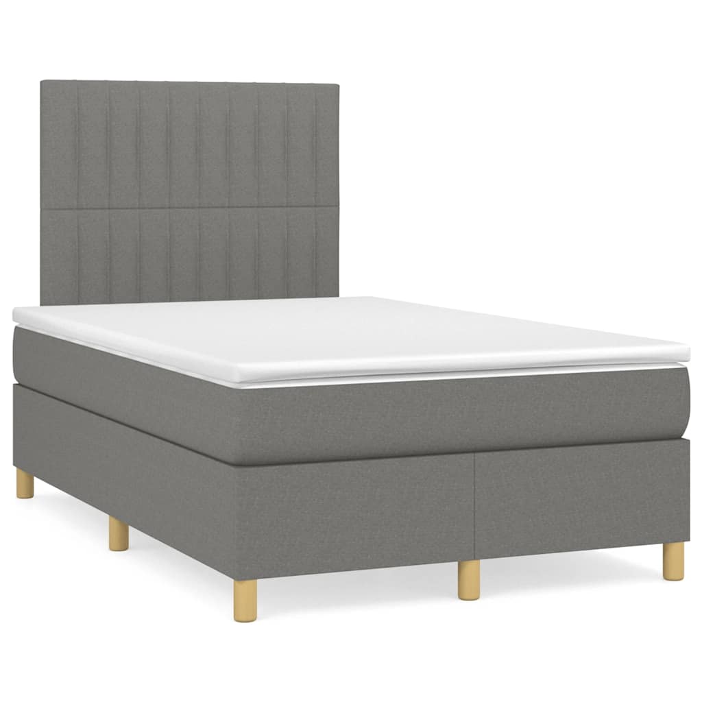 Krevet box spring s madracem LED tamnosivi 120 x 190 cm tkanina