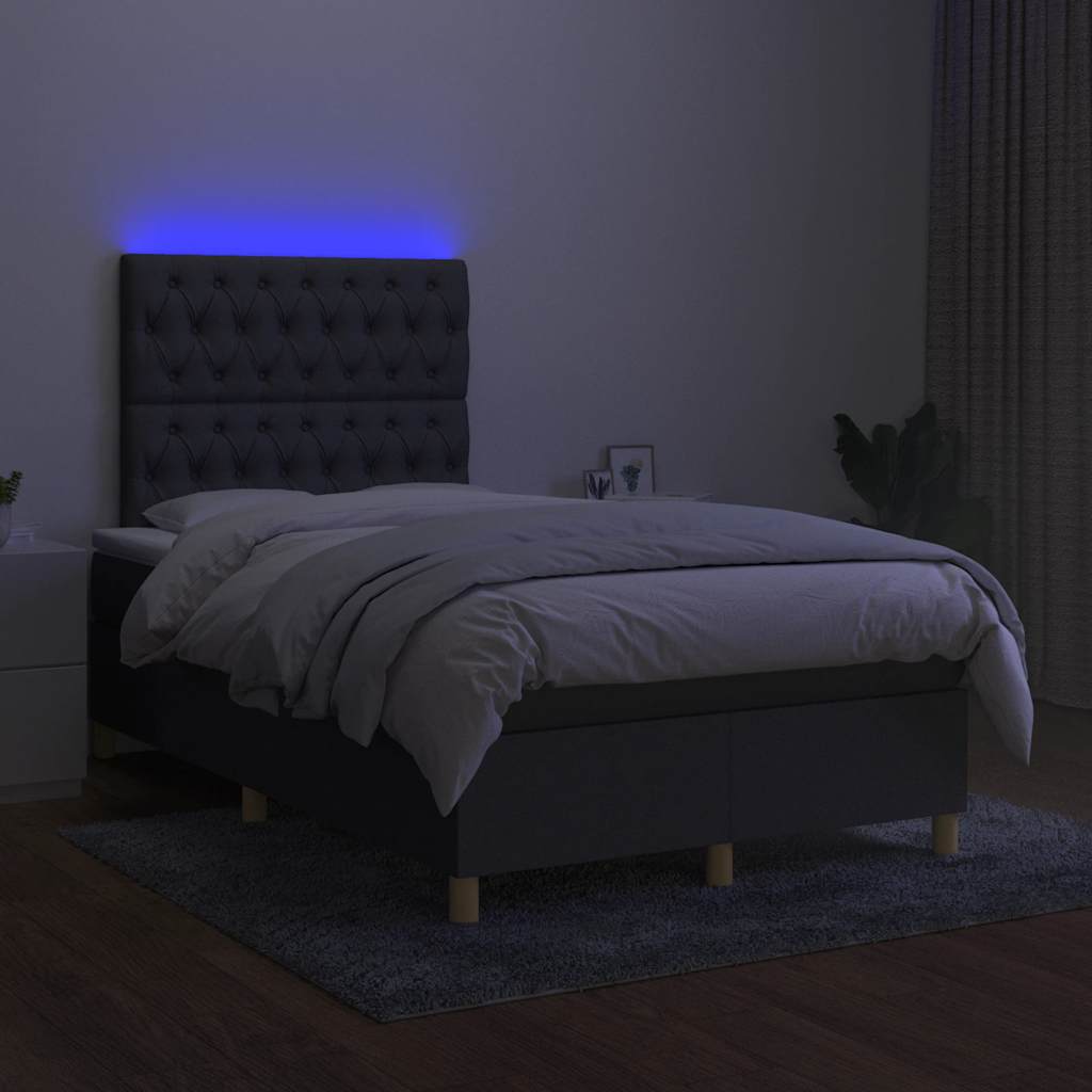 Krevet box spring s madracem LED tamnosivi 120 x 190 cm tkanina