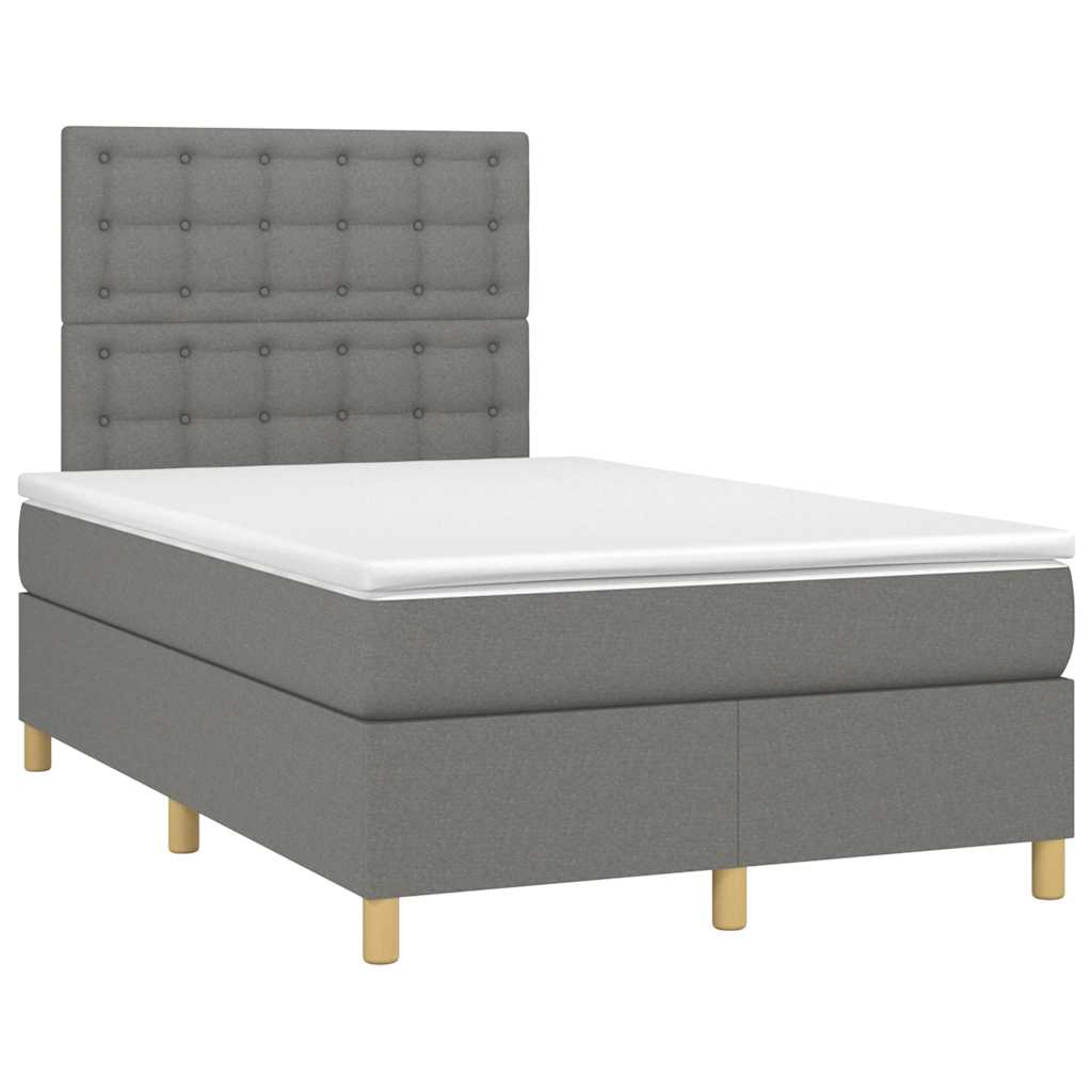Krevet box spring s madracem LED tamnosivi 120 x 190 cm tkanina