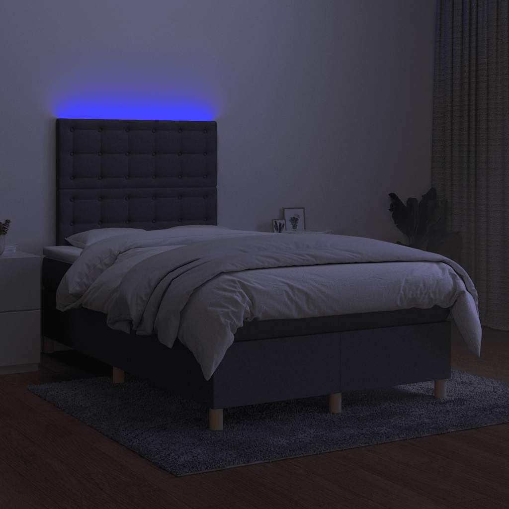 Krevet box spring s madracem LED tamnosivi 120 x 190 cm tkanina