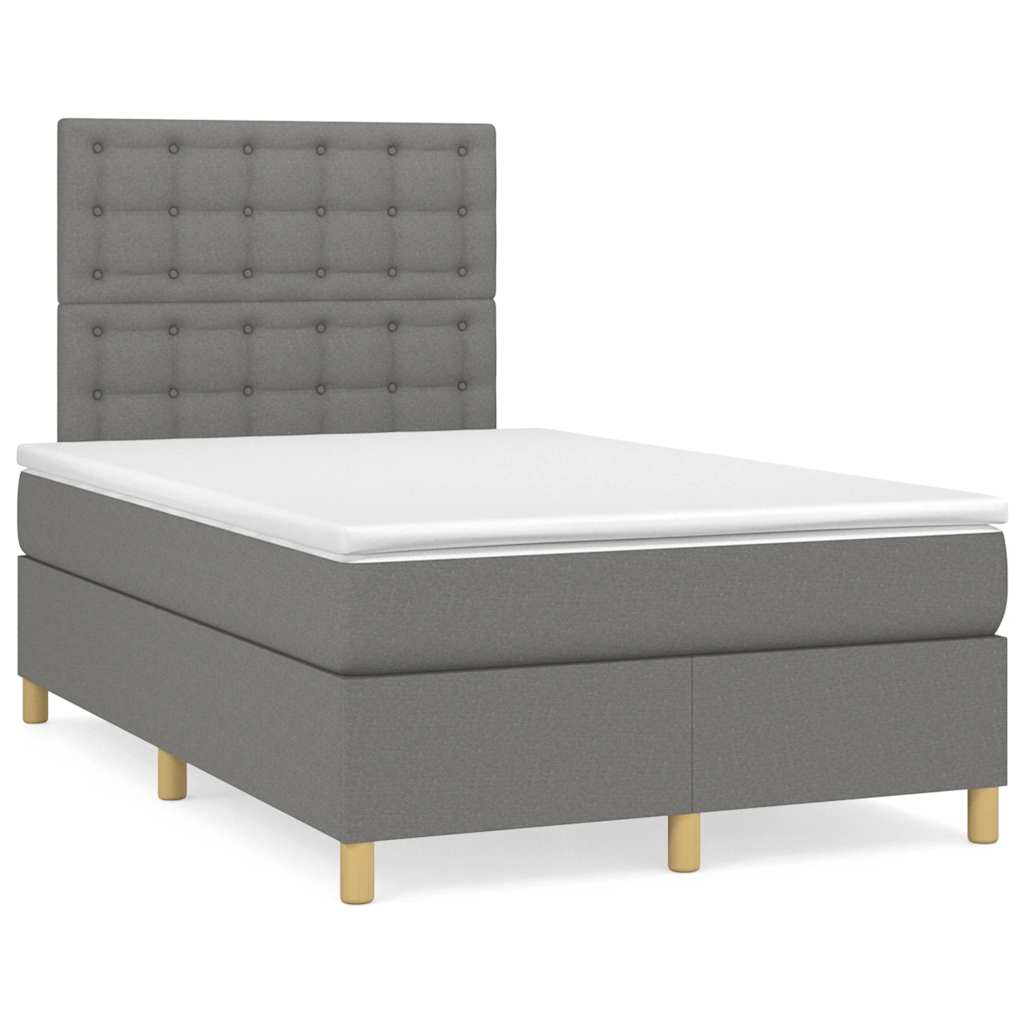 Krevet box spring s madracem LED tamnosivi 120 x 190 cm tkanina
