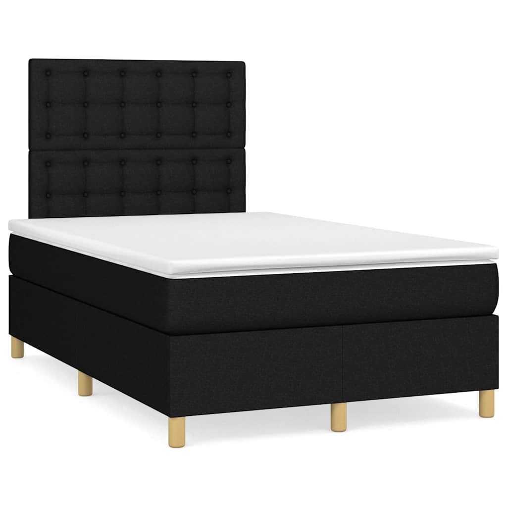 Krevet box spring s madracem LED crni 120 x 190 cm od tkanine