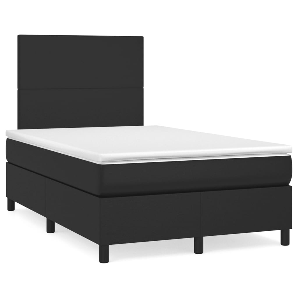 Krevet box spring s madracem LED crni 120 x 190 cm umjetna koža