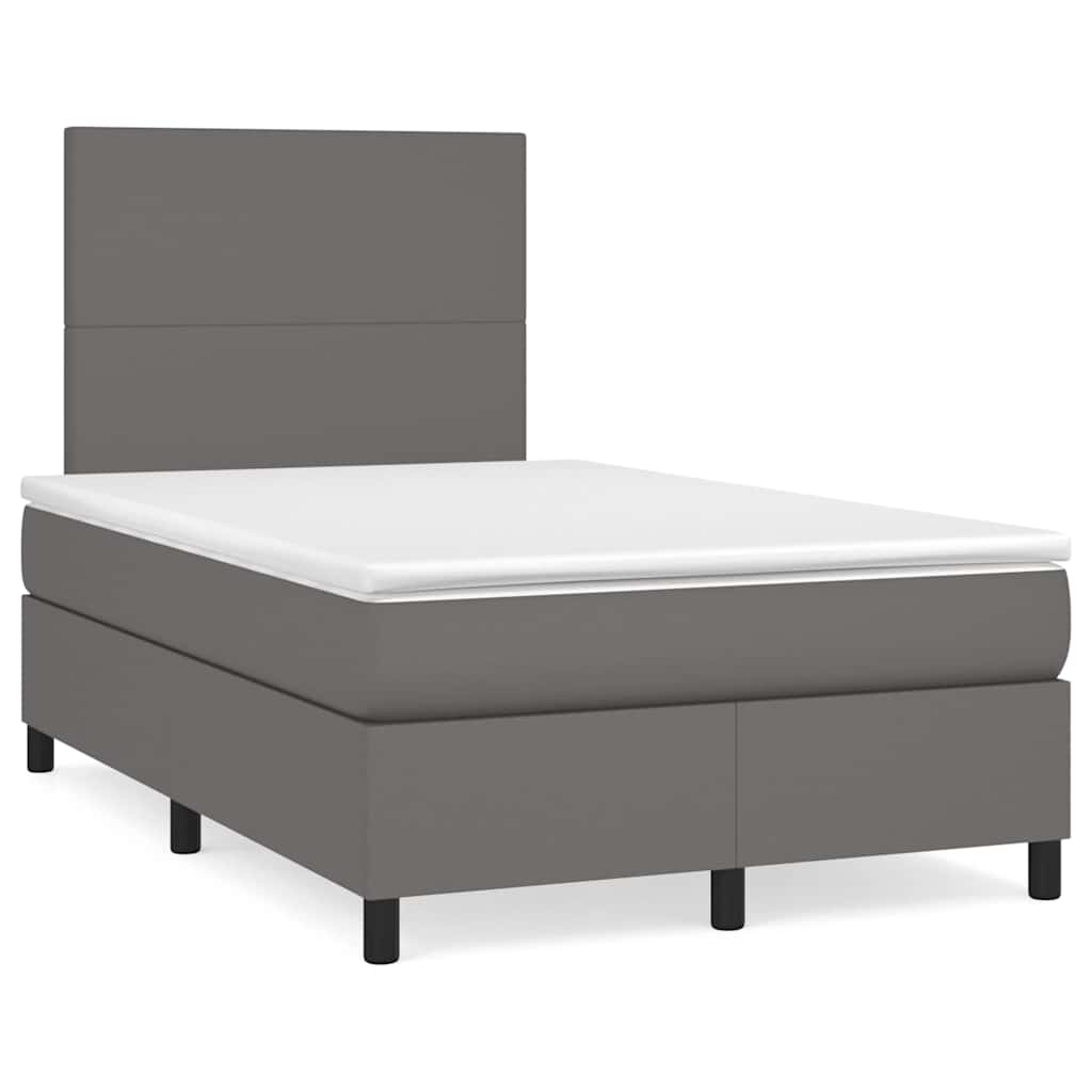 Krevet s oprugama i madracem LED sivi 120x190 cm umjetna koža