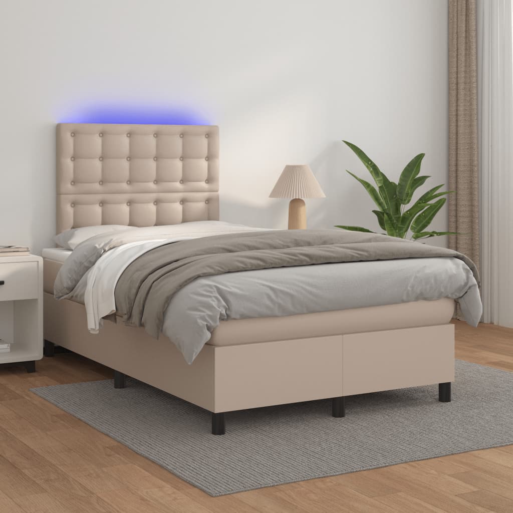 Krevet s oprugama i madracem LED 120x190 cm umjetna koža