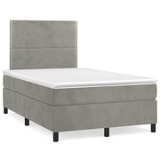 Krevet box spring s madracem LED svjetlosivi 120x190 cm tkanina