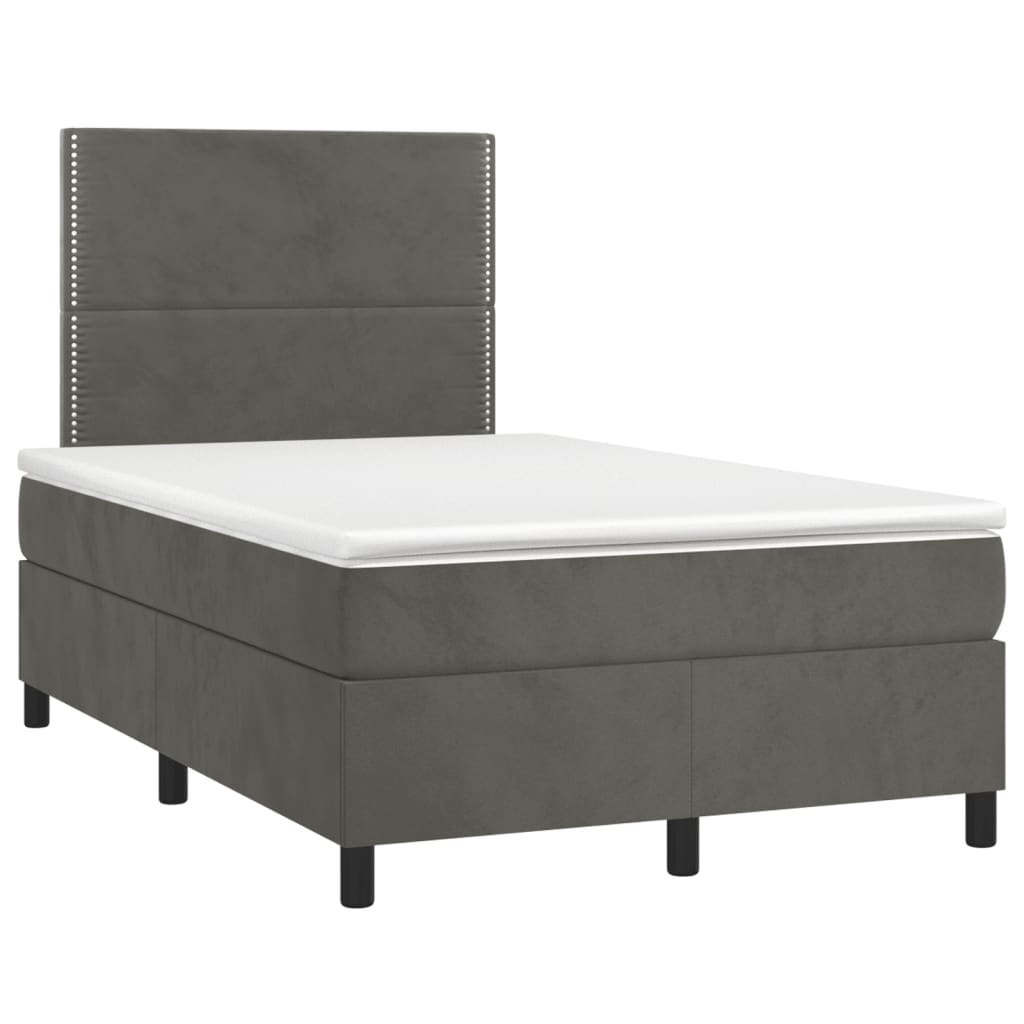 Krevet box spring s madracem LED tamnosivi 120 x 190 cm baršun