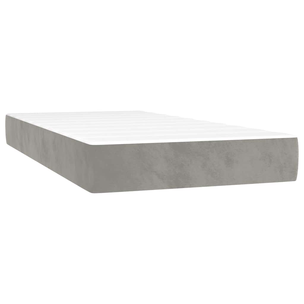Krevet box spring s madracem LED svjetlosivi 120x190 cm tkanina