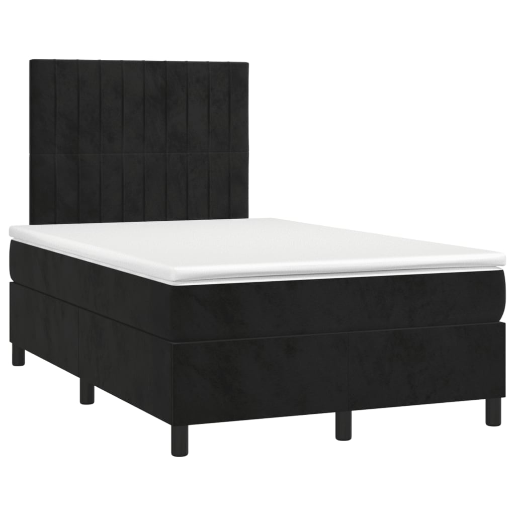 Krevet box spring s madracem LED crni 120 x 190 cm baršunasti