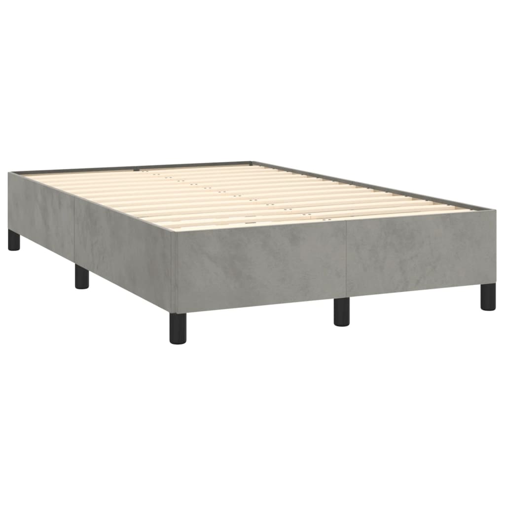 Krevet box spring s madracem LED svjetlosivi 120x190 cm tkanina