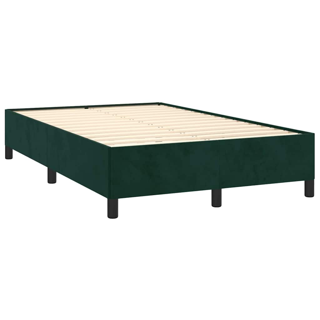 Krevet s oprugama i madracem LED tamnozelenim 120x190 cm baršun