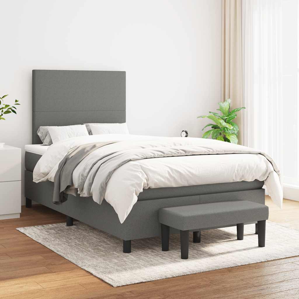 Krevet box spring s madracem tamnosmeđi 120 x 190 cm od tkanine