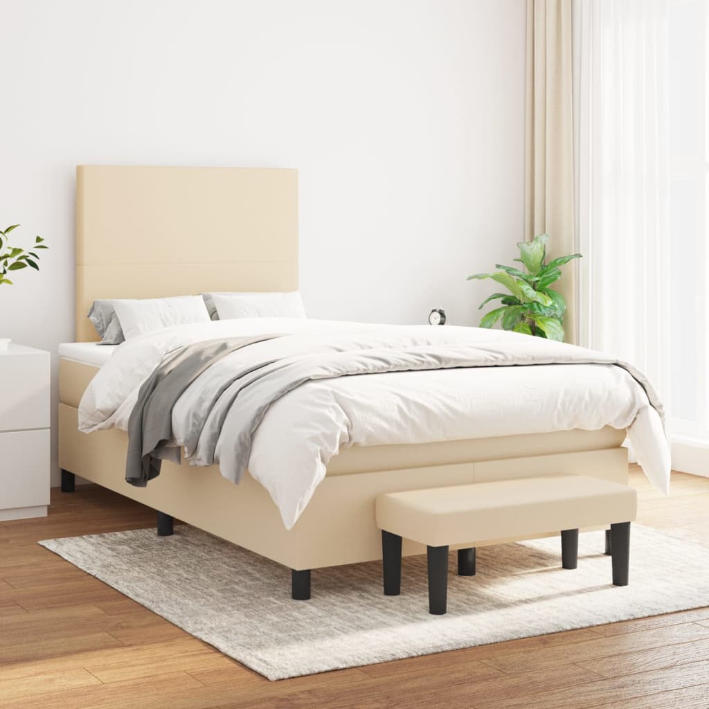 Krevet box spring s madracem krem 120 x 190 cm od tkanine