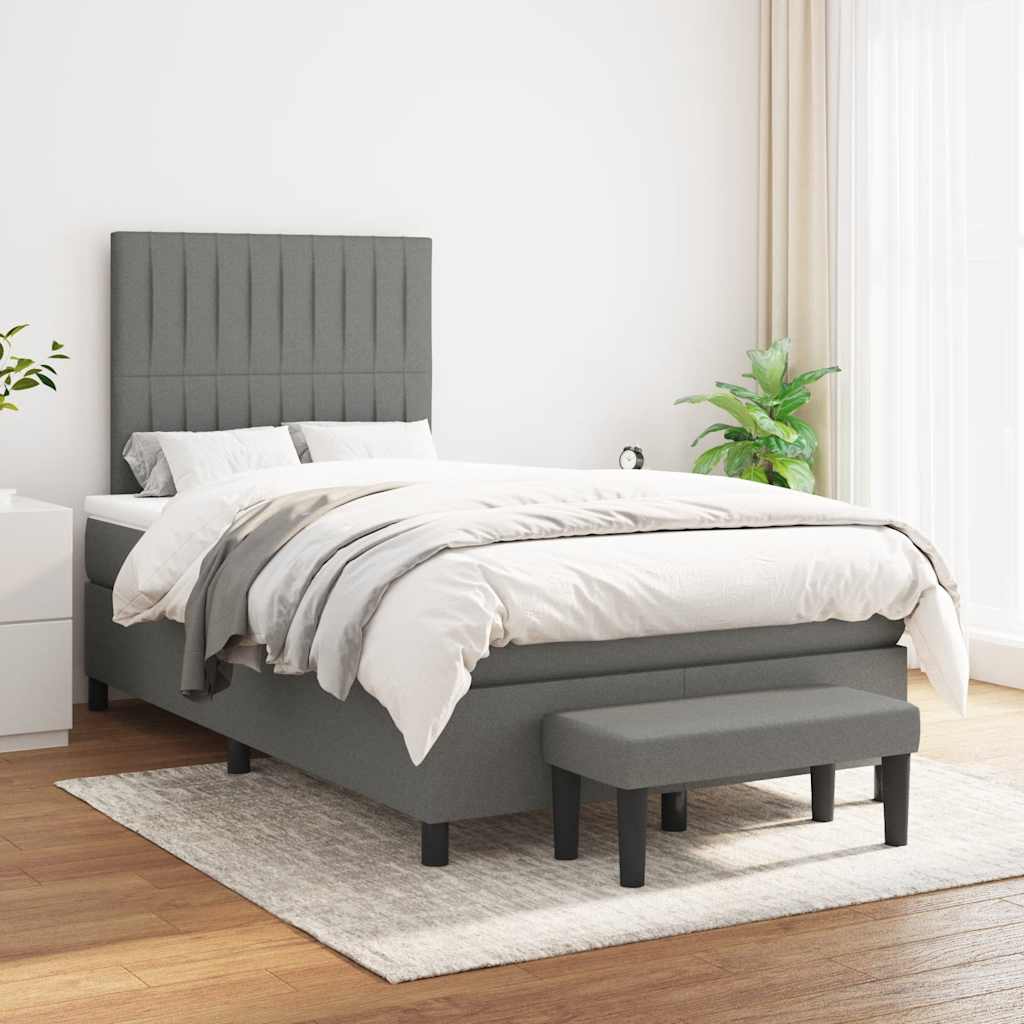 Krevet box spring s madracem tamnosivi 120 x 190 cm tkanina