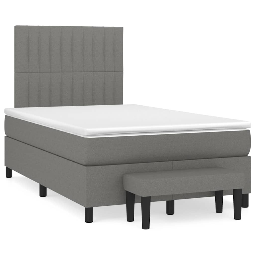 Krevet box spring s madracem tamnosivi 120 x 190 cm tkanina