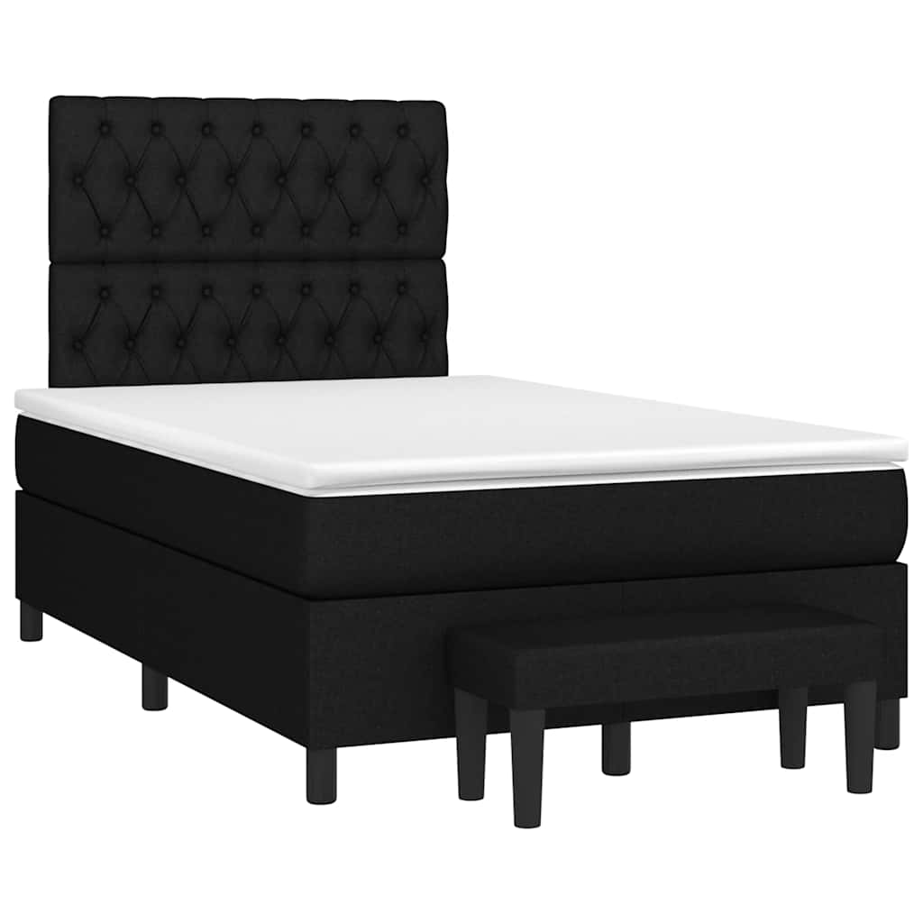Krevet box spring s madracem crni 120 x 190 cm od tkanine