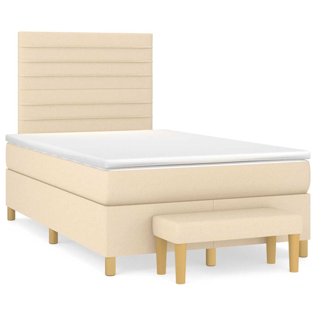 Krevet box spring s madracem krem 120 x 190 cm od tkanine