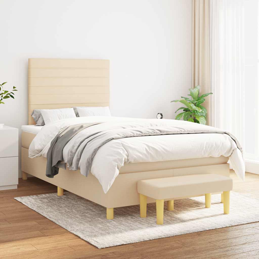 Krevet box spring s madracem krem 120 x 190 cm od tkanine