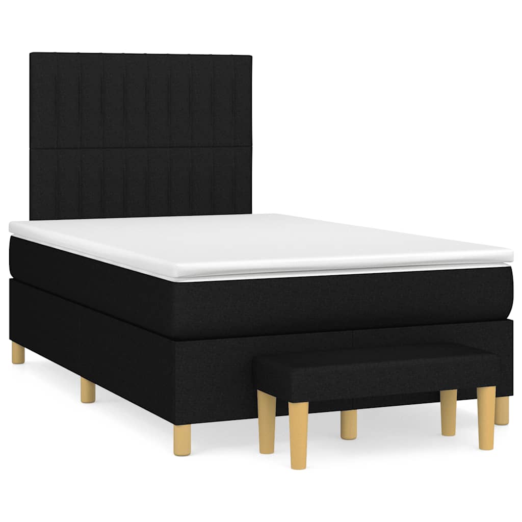 Krevet box spring s madracem crni 120 x 190 cm od tkanine