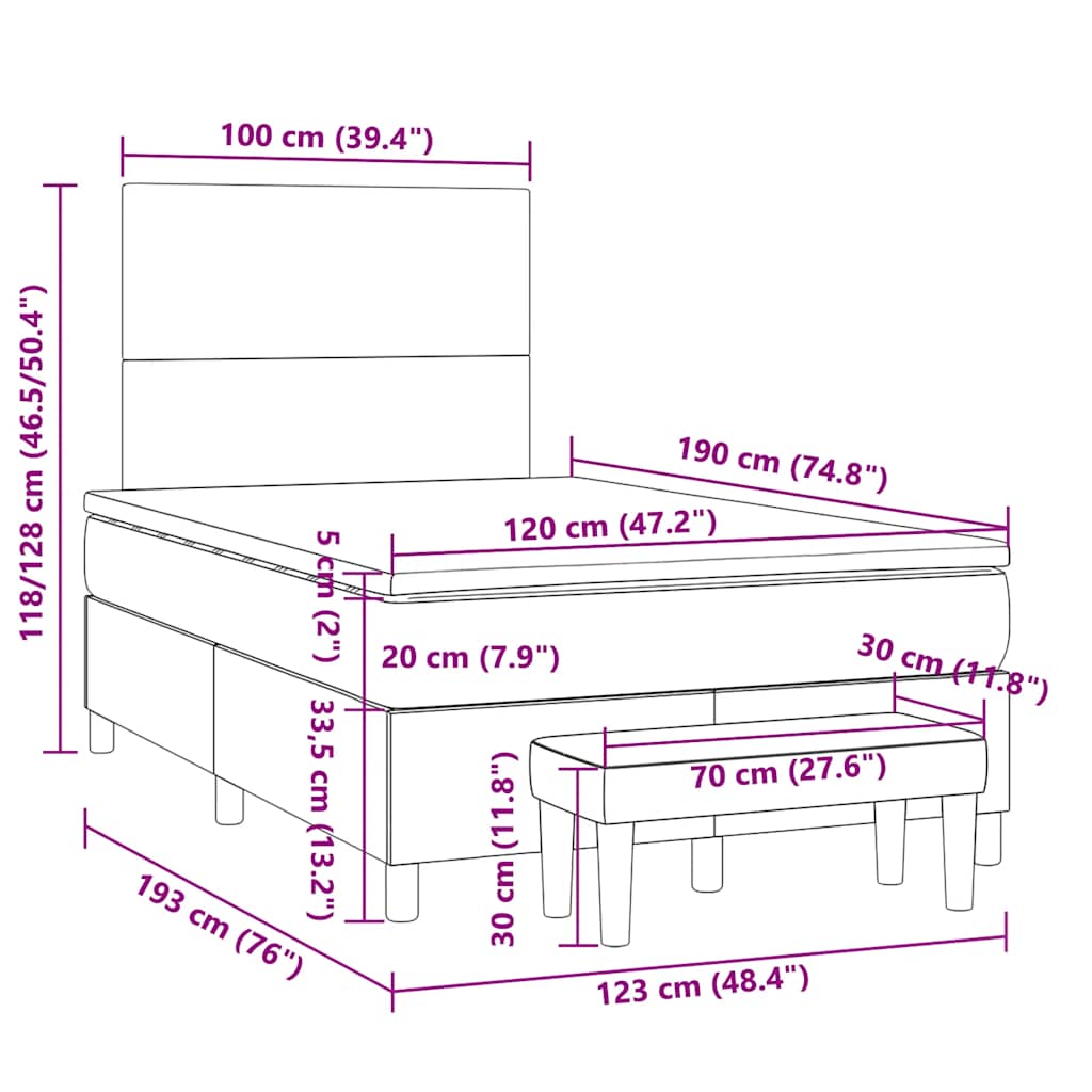 Krevet s oprugama i madracem crni 120x190 cm od umjetne kože