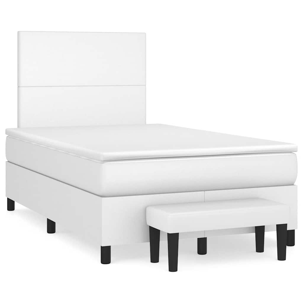 Krevet box spring s madracem bijeli 120x190 cm od umjetne kože