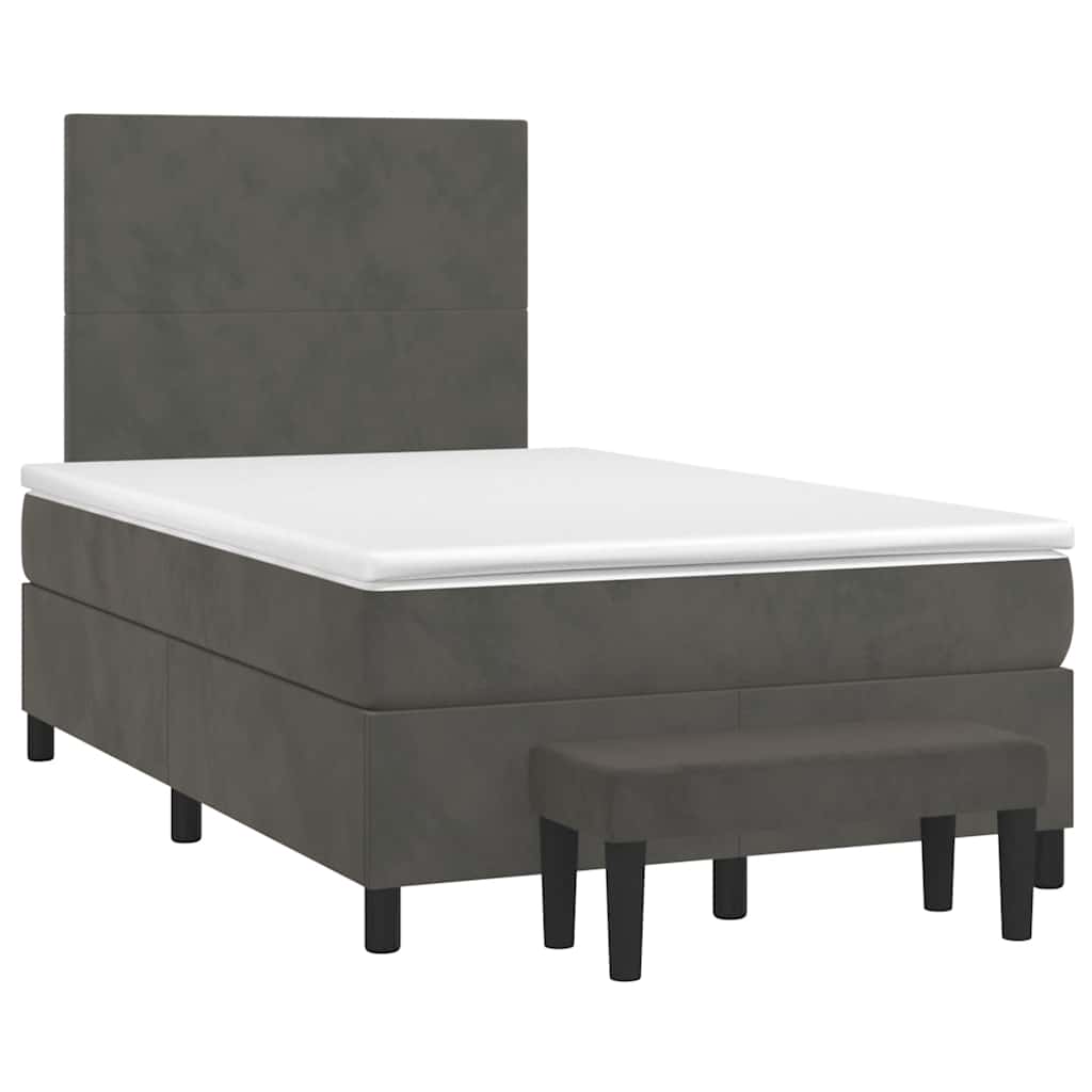 Krevet box spring s madracem tamnosivi 120 x 190 cm baršun